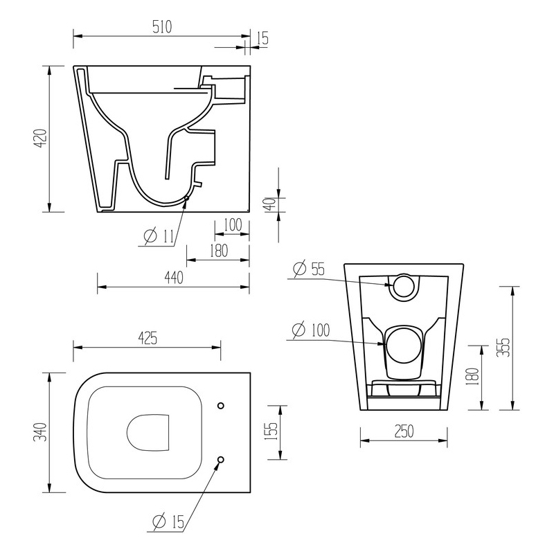 Signature Poseidon Rimless Back to Wall Toilet - Soft Close Seat