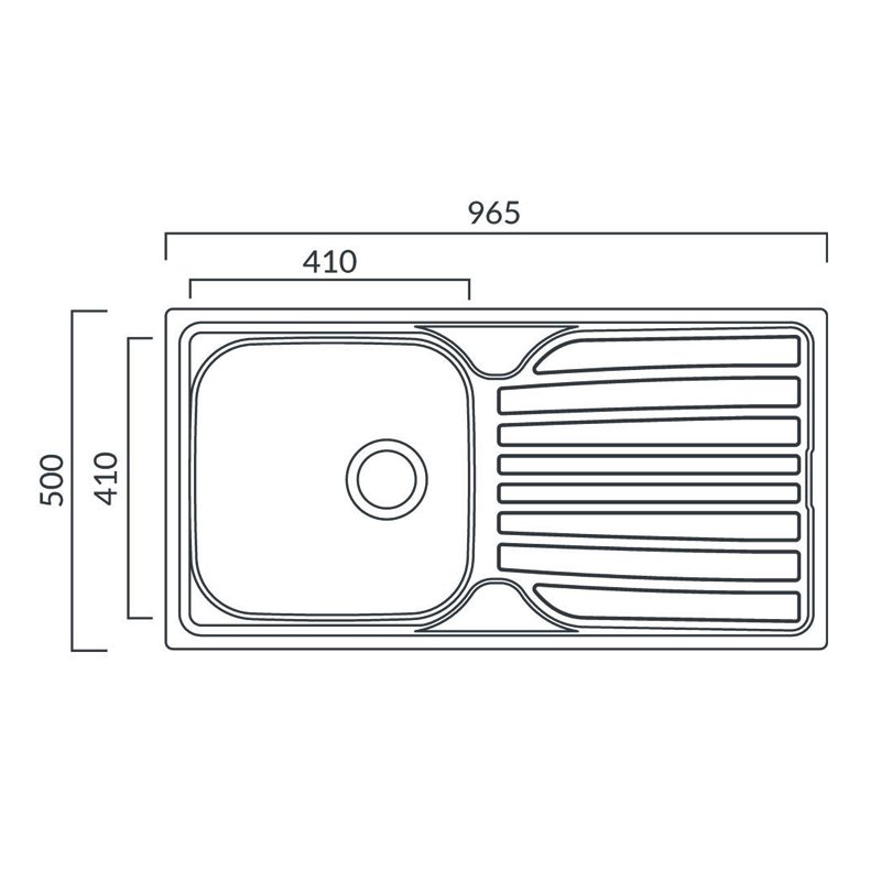 Prima 1.0 Bowl Kitchen Sink with Sink Tap and Waste Kit 965mm L x 500mm W - Stainless Steel