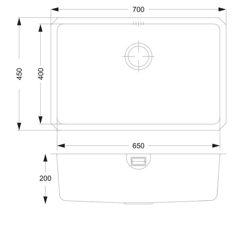 Prima+ R25 1.0 Bowl Undermount Extra Large Kitchen Sink with Waste Kit 700mm L x 450mm W - Stainless Steel
