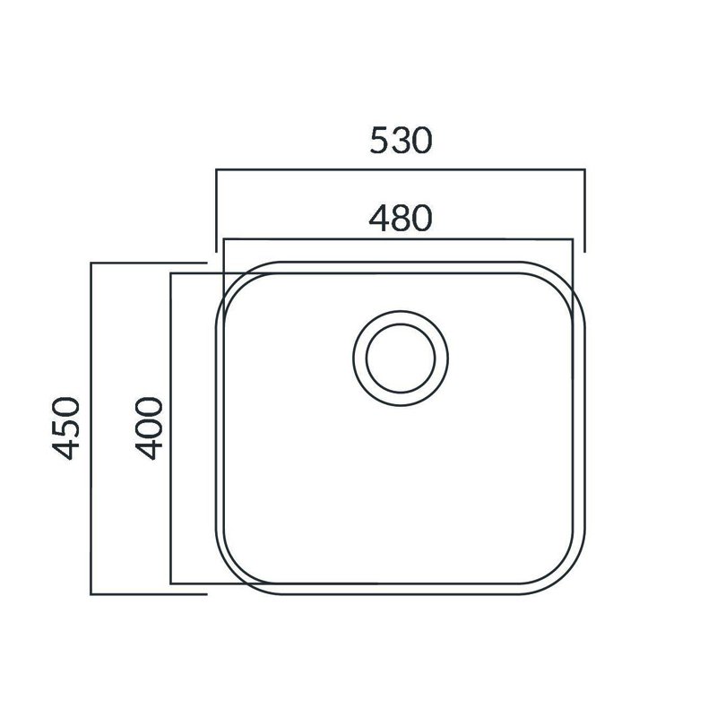 Prima 1.0 Bowl Undermount Kitchen Sink with Waste Kit 530mm L x 450mm W - Stainless Steel
