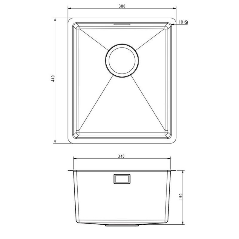 Prima+ R10 Compact 1.0 Bowl Undermount/Inset Kitchen Sink with Waste Kit 440mm L x 380mm W - Stainless Steel
