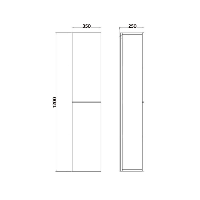 Signature Randers Wall Hung 2-Door Tall Unit 350mm Wide - Matt Sage Green  | Dimension Image