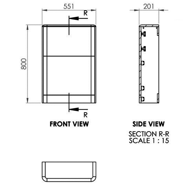 Signature Randers Back to Wall WC Toilet Unit 550mm Wide - Matt Indigo  | Dimension Image