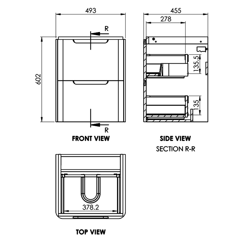 Signature Randers Wall Hung 2-Drawer Vanity Unit with Basin 500mm Wide - Matt Indigo