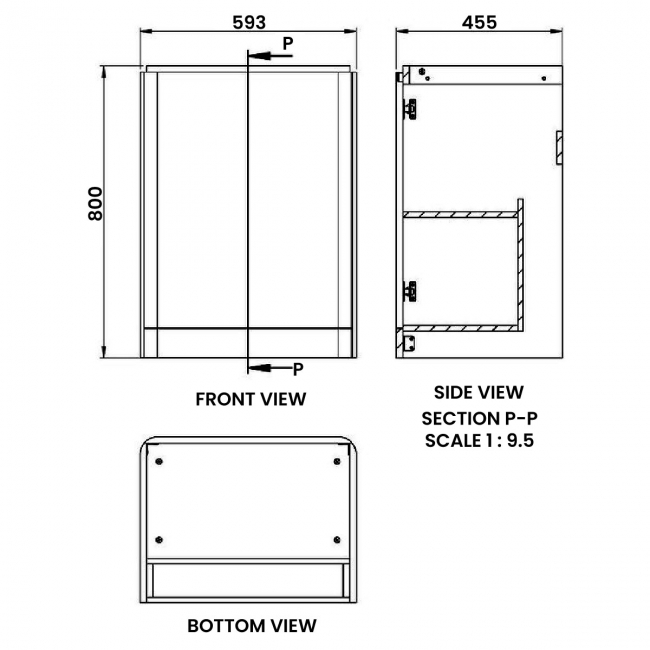 Signature Randers Floor Standing 2-Door Vanity Unit with Basin 600mm Wide - Matt Grey