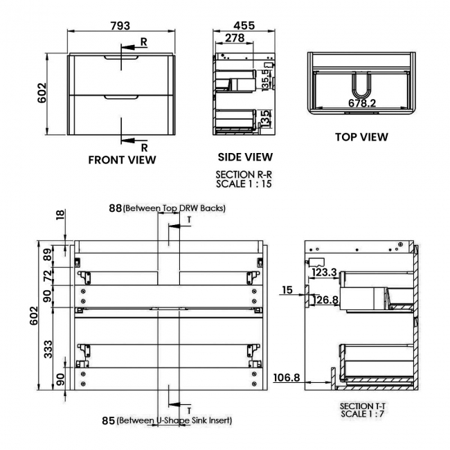 Signature Randers Wall Hung 2-Drawer Vanity Unit with Basin 800mm Wide - Matt Indigo