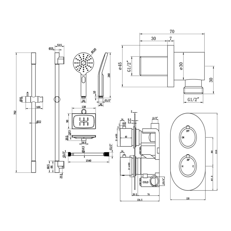 Signature Reform Dual Concealed Mixer Shower with Shower Kit - Chrome