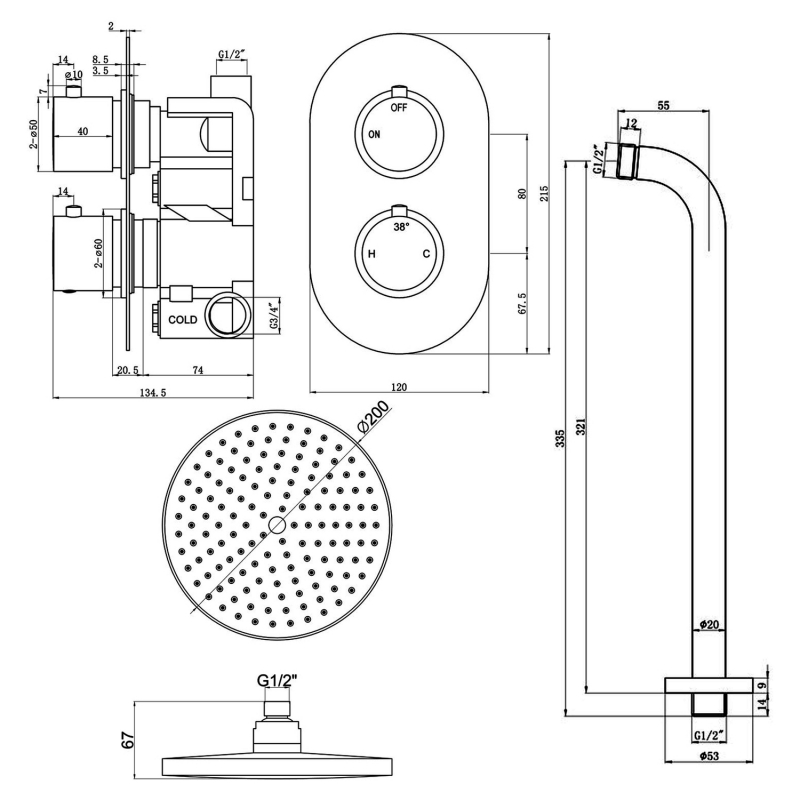 Signature Reform Round Dual Concealed Mixer Shower with Fixed Head - Chrome