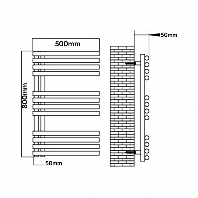 Signature Pioneer Designer Heated Towel Rail 800mm H x 500mm W - Chrome