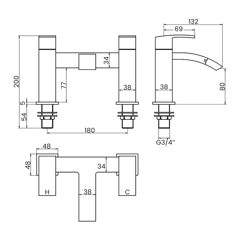 Signature Pilot Bath Filler Tap Pillar Mounted - Chrome
