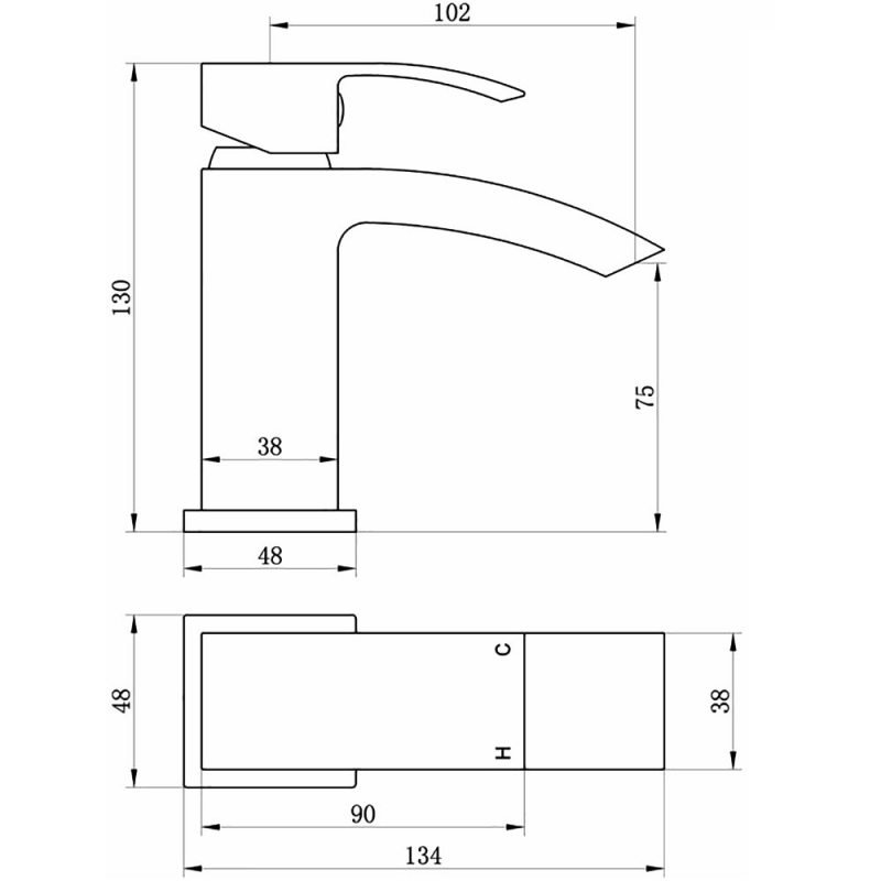 Signature Pilot Mono Cloakroom Basin Mixer Tap Single Handle with Waste - Chrome