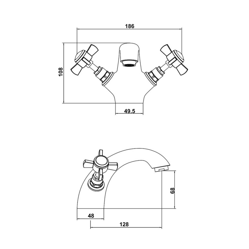 Signature Kensington Basin Mixer Tap Dual Handle with Click Clack Waste - Chrome