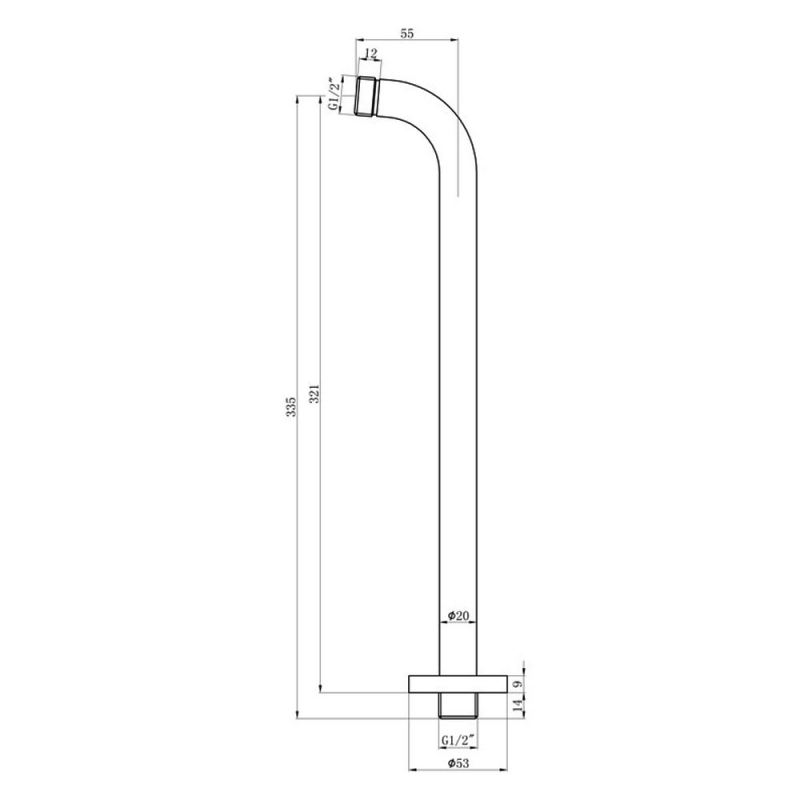 Signature Reflex Round Wall Mounted Shower Arm 320mm Length - Matt Black