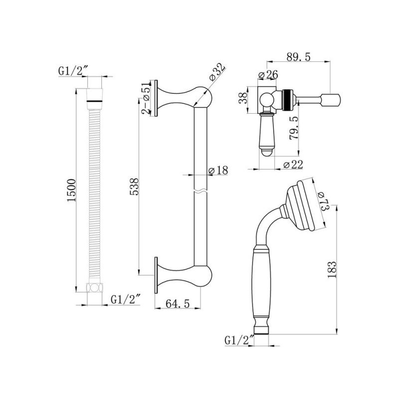 Signature Traditional Slide Rail Shower Kit - Chrome