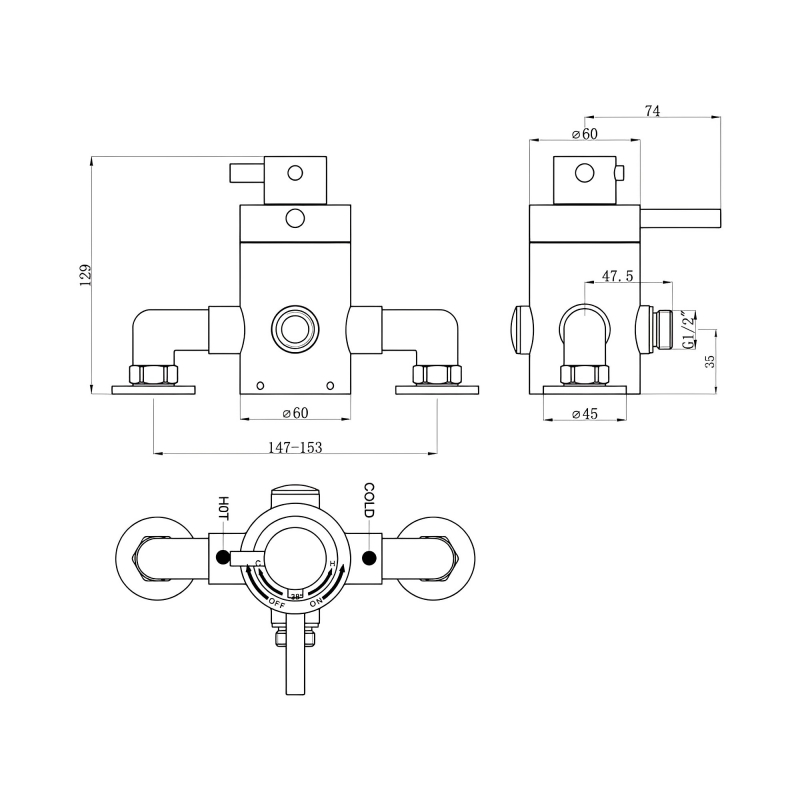 Signature Thermostatic Exposed Shower Valve 1 Outlet - Chrome