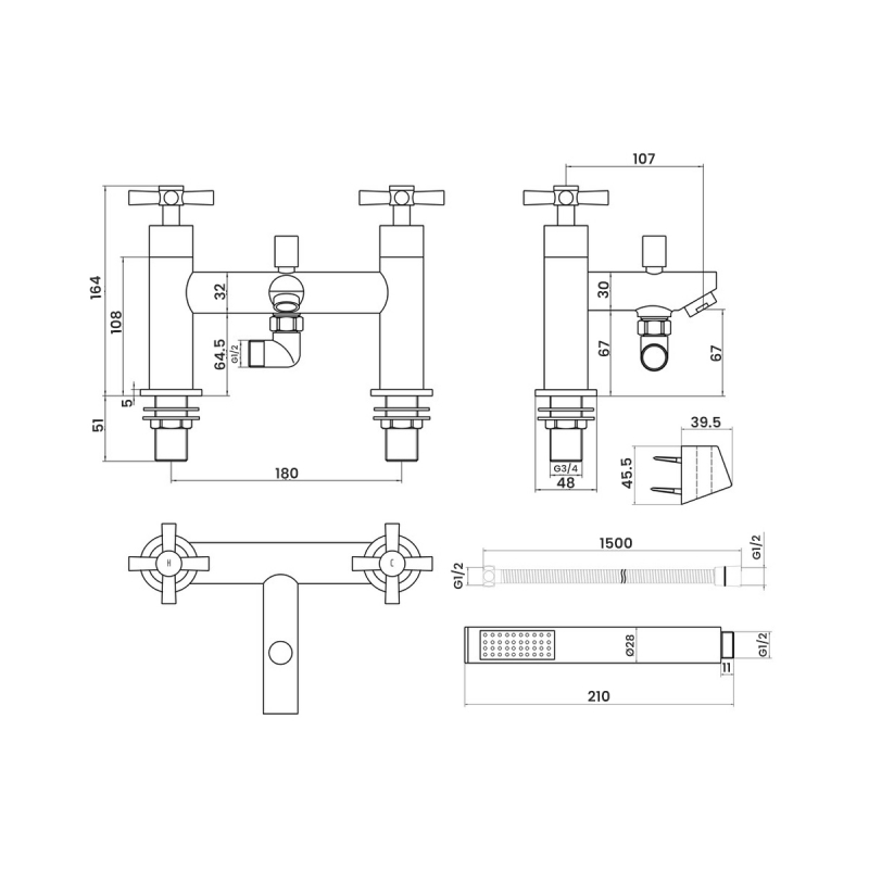 Signature Scope Bath Shower Mixer Tap with Shower Kit - Chrome