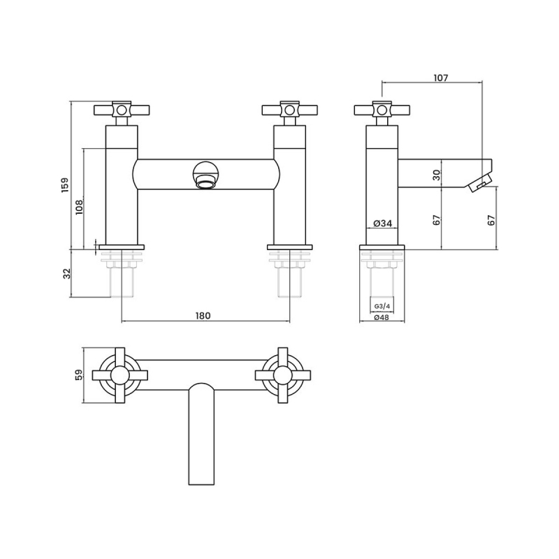 Signature Scope Bath Filler Tap Pillar Mounted - Chrome