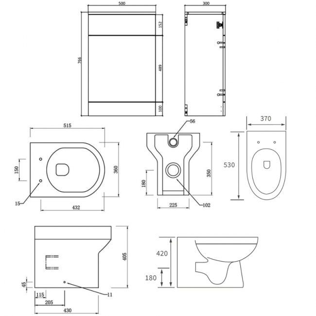 Signature Skyline Trim Back to Wall Toilet with WC Unit and Cistern - Soft Close Seat