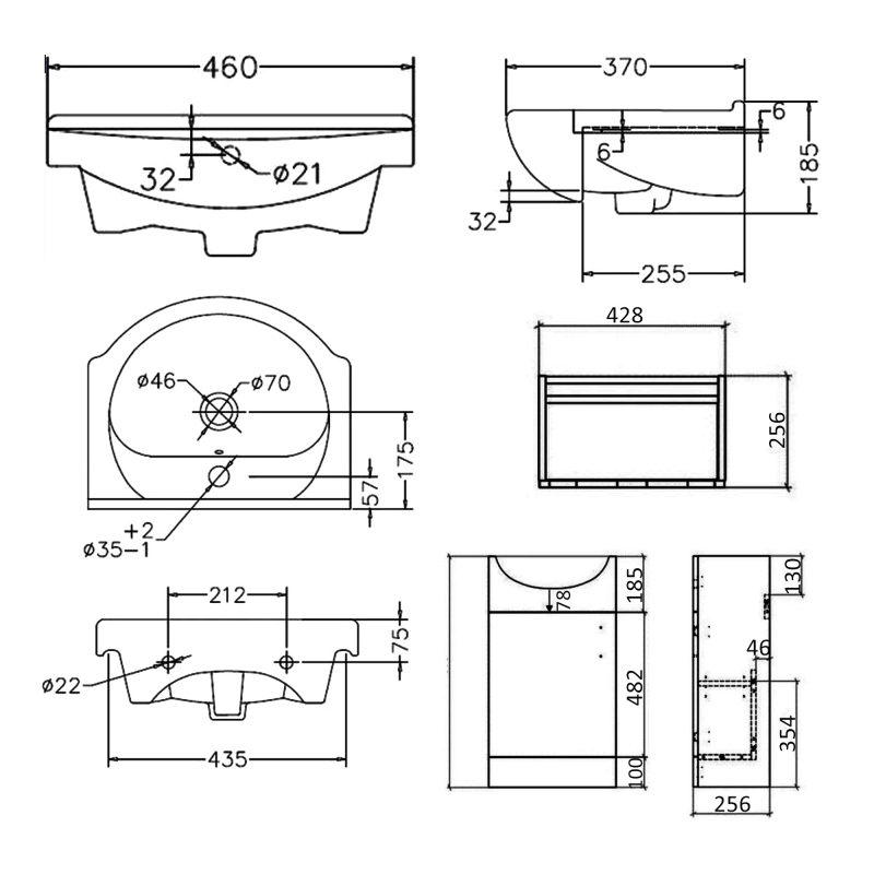 Signature Skyline Floor Standing 1-Door Vanity Unit with Basin and Rockford Mirror 600mm Wide - White Gloss