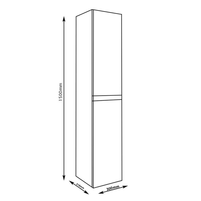 Signature Stockholm Wall Hung 2-Door Tall Unit 300mm Wide - White Gloss