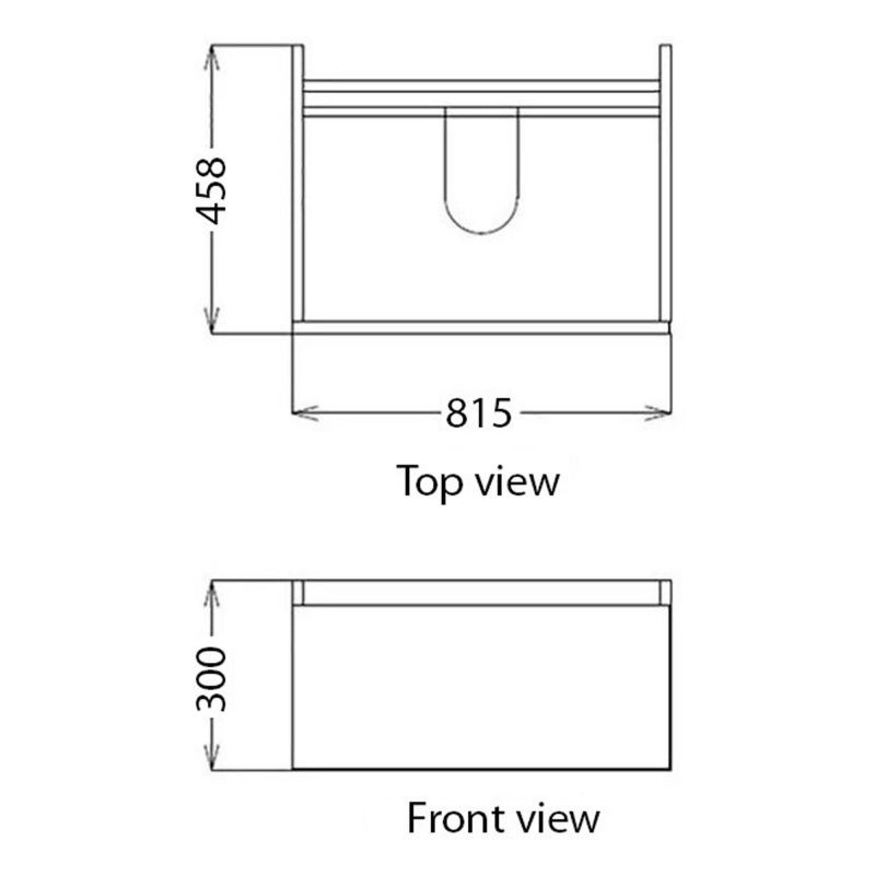 Signature Stockholm Wall Hung 1-Drawer Vanity Unit 815mm Wide - Matt Latte  | Dimension Image
