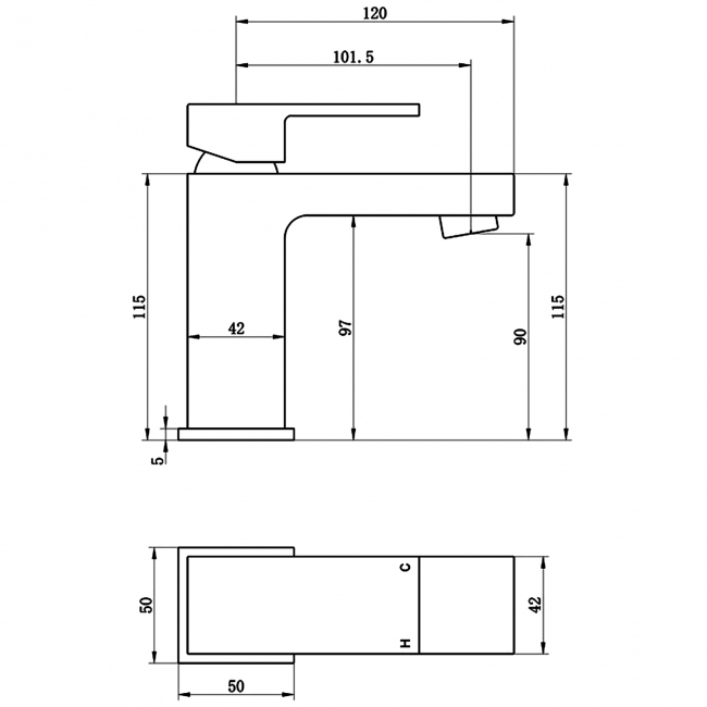 Signature Surface Mono Basin Mixer Tap Single Handle with Click Clack Waste - Chrome