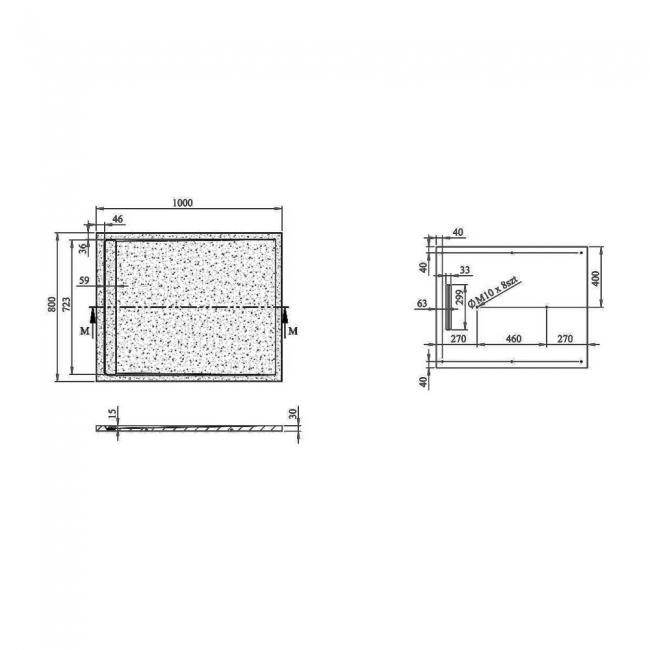 Signature Terrain Linear White Slate Rectangular Shower Tray 1000mm x 800mm (inc Waste)