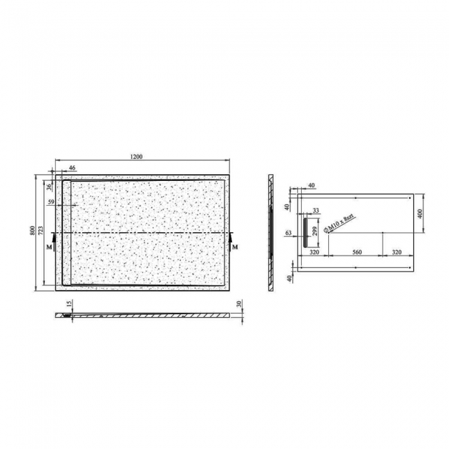 Signature Terrain Linear White Slate Rectangular Shower Tray 1200mm x 800mm (inc Waste)