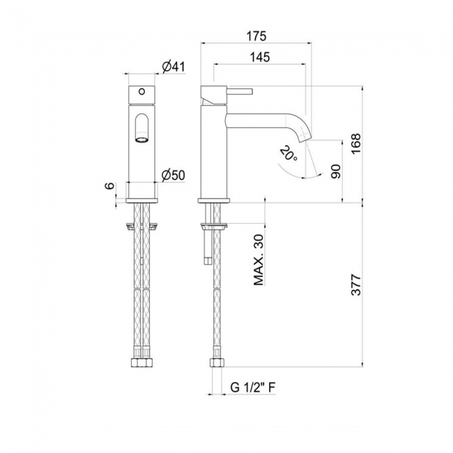 Vema Tiber Basin Mixer Tap Single Handle - Brushed Brass