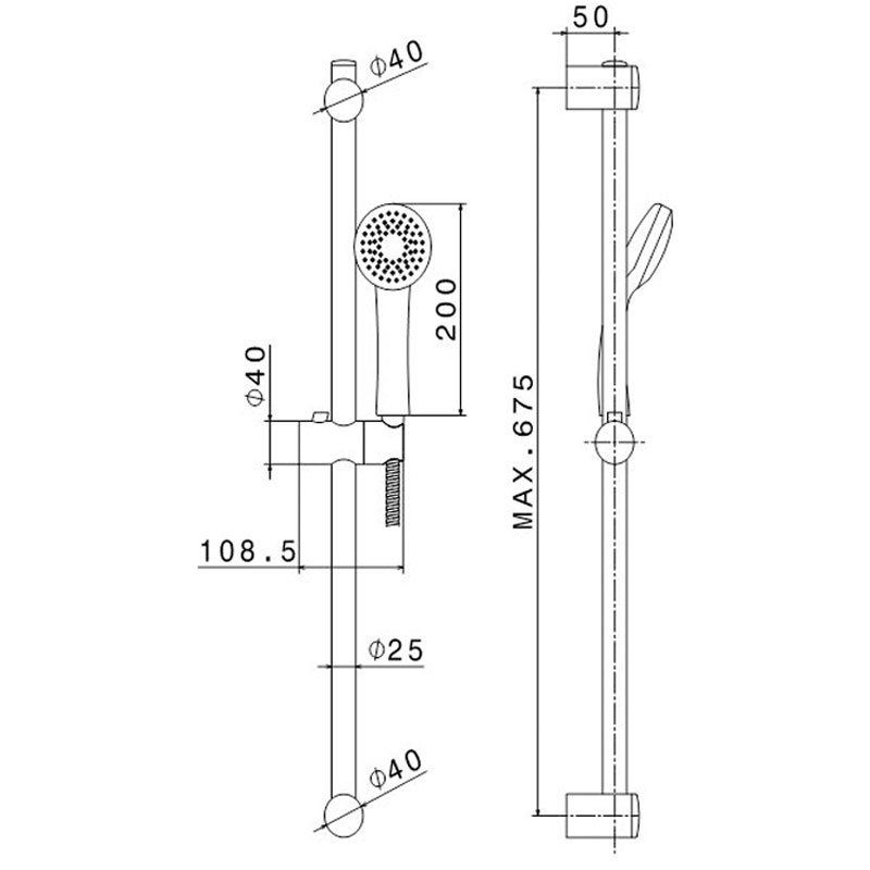 Vema Timea Round Shower Slide Rail Kit with Handset - Chrome