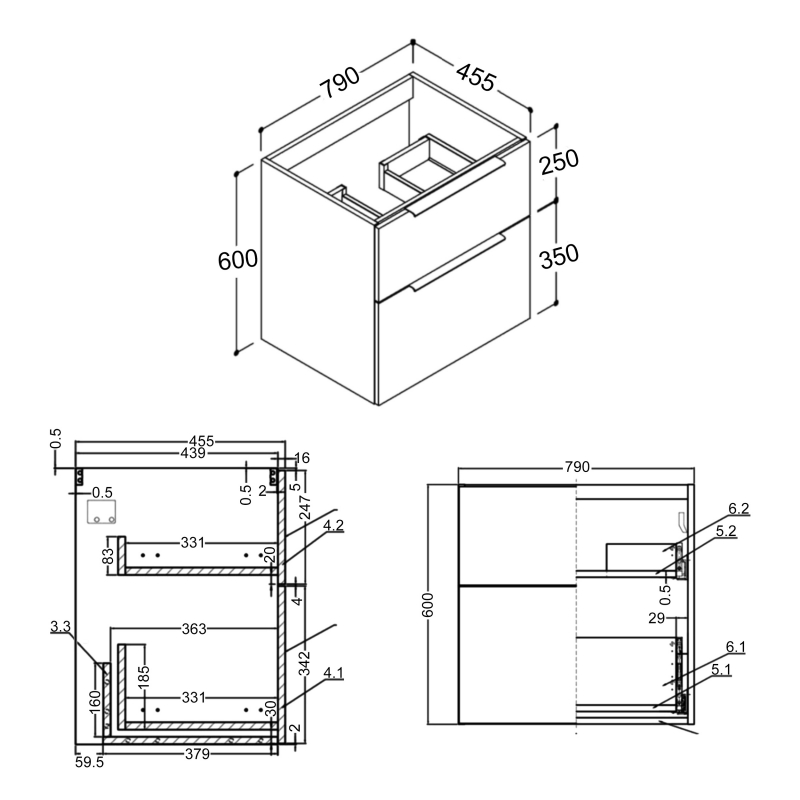 Signature Umea Wall Hung 2-Drawer Vanity Unit 790mm Wide - Matt Latte