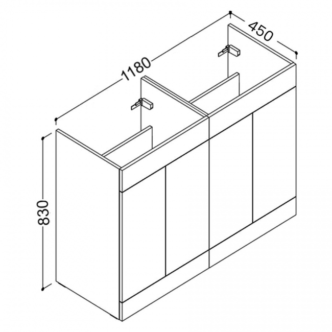 Signature Umea Floor Standing 4-Door Vanity Unit (No Top) 1180mm Wide - Matt Olive Green