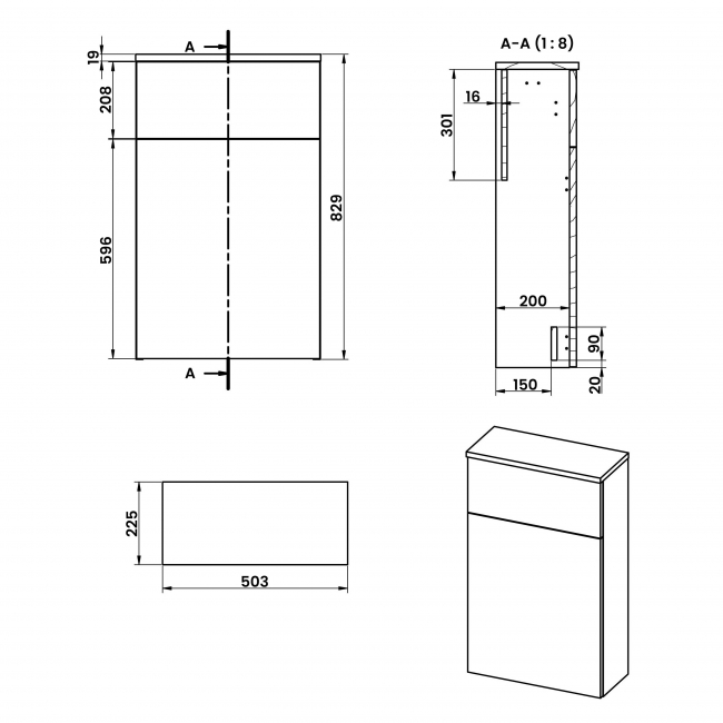 Signature Verge Back to Wall WC Toilet Unit 503mm Wide - Matt Cotton