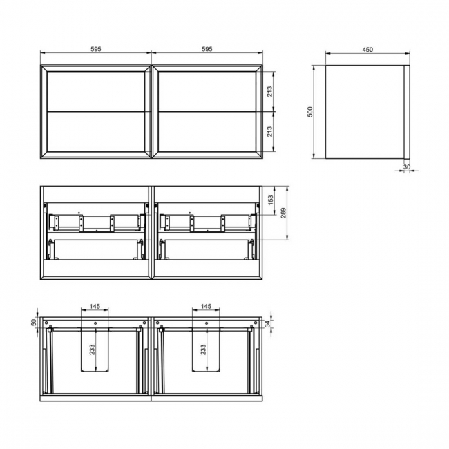 Signature Verge Wall Hung 4-Drawer Vanity Unit with Thin Edge Basin 1210mm Wide 0TH - Matt Cotton