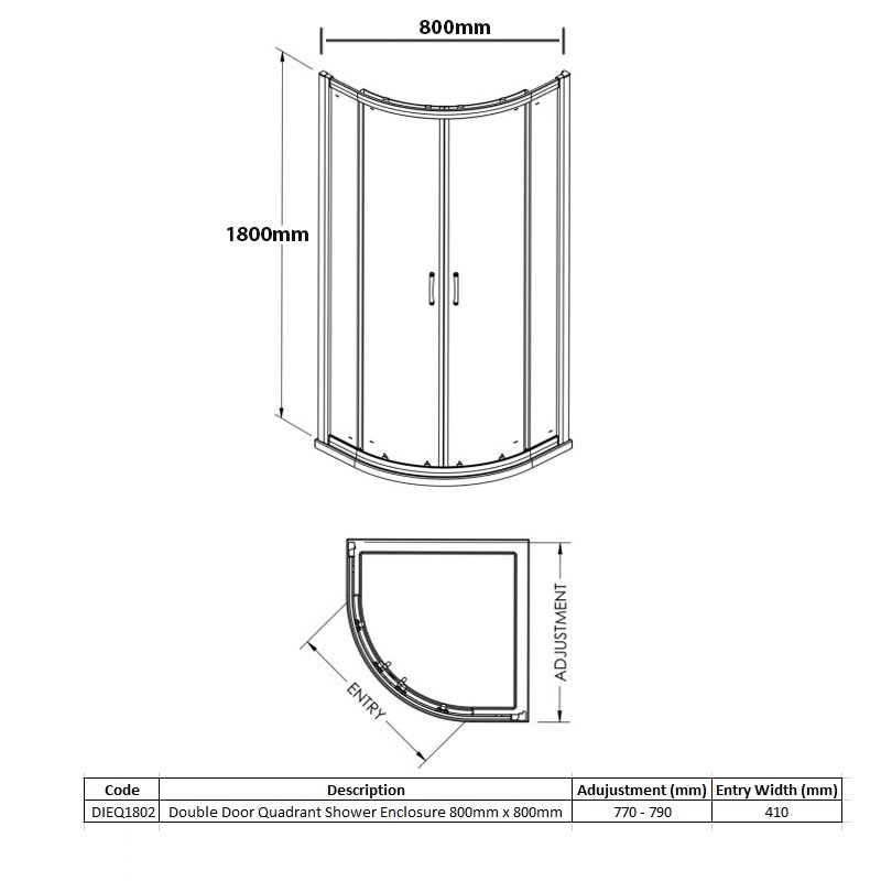 Merlyn Vivid Boost Loft 2-Door Quadrant Shower Enclosure 800mm x 800mm - 6mm Glass