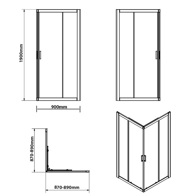 Merlyn Vivid Boost Corner Entry Shower Enclosure 900x900mm DIEE9002