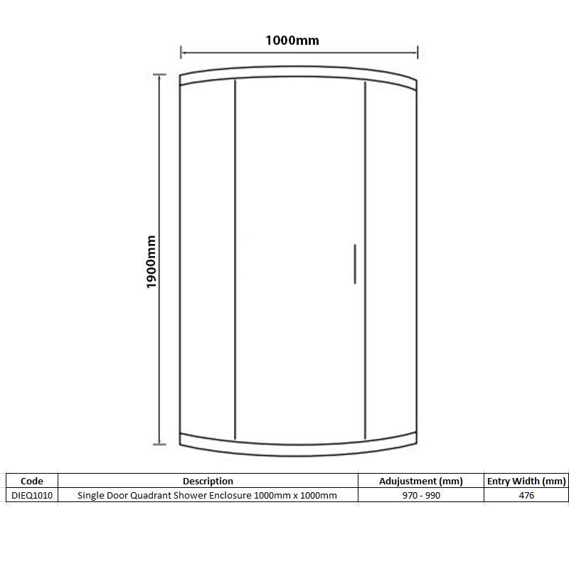 Merlyn Vivid Boost 1-Door Quadrant Shower Enclosure 1000mm x 1000mm - 6mm Glass