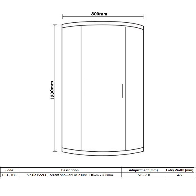 Merlyn Vivid Boost 1-Door Quadrant Shower Enclosure 800mm x 800mm - 6mm Glass