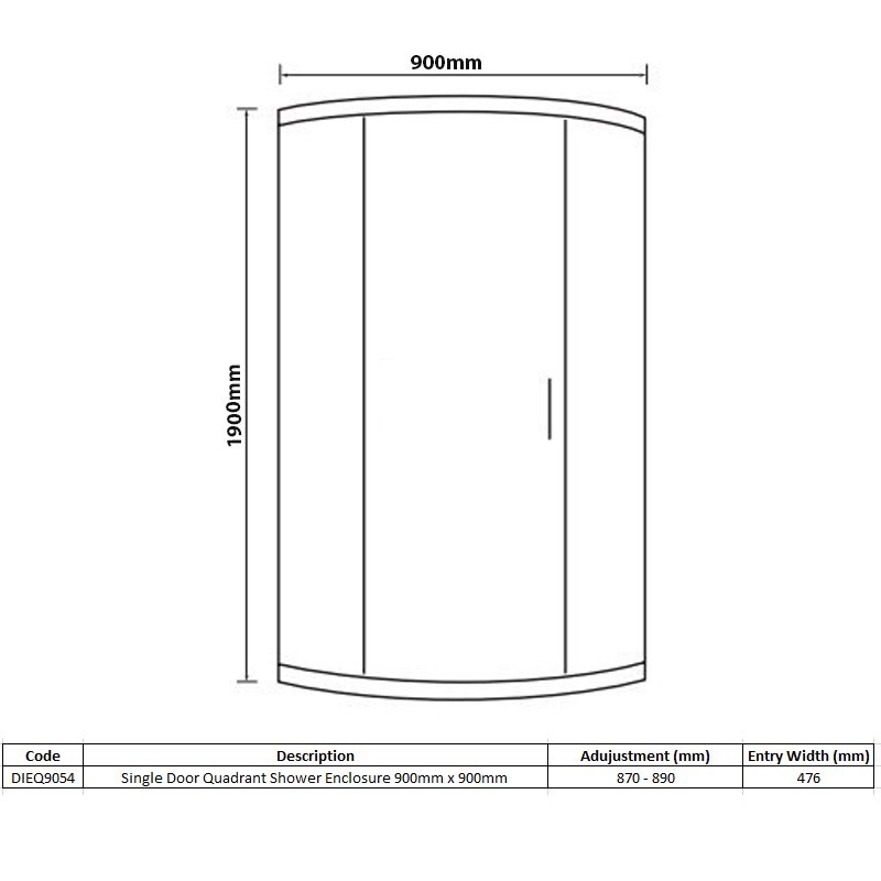 Merlyn Vivid Boost 1-Door Quadrant Shower Enclosure 900mm x 900mm - 6mm Glass