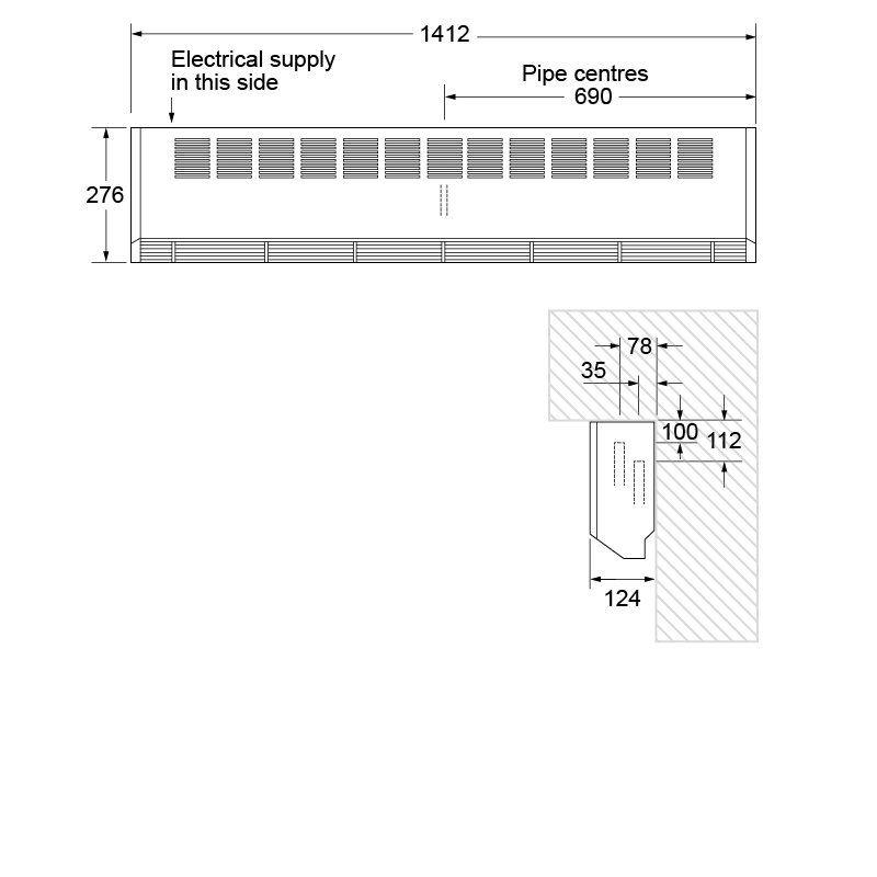Smiths Ecovector HL 4000 High Level Hydronic Fan Convector