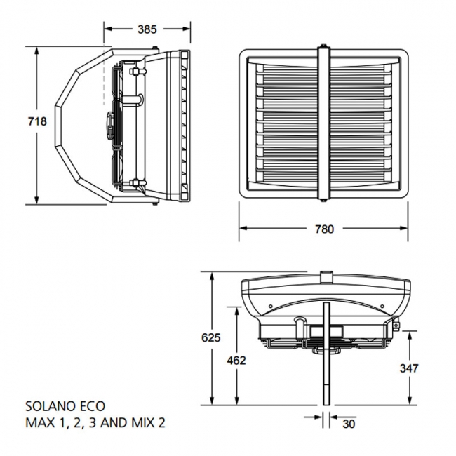 Smiths Solano Eco Unit Heater Max 3 with Mounting Bracket - Silver Grey