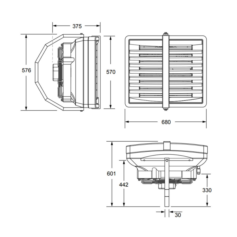 Smiths Solano Unit Heater Eco 1 with Mounting Bracket - Silver Grey