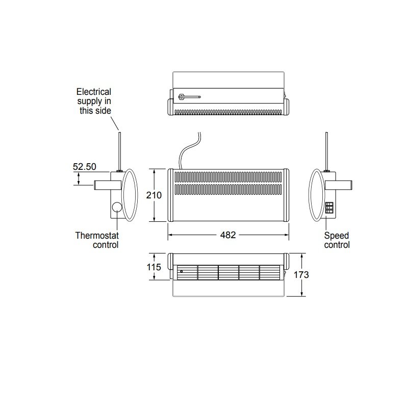Smiths Sterling AC Motors E 3kW High Level Wall Mounted Electric Fan Convector