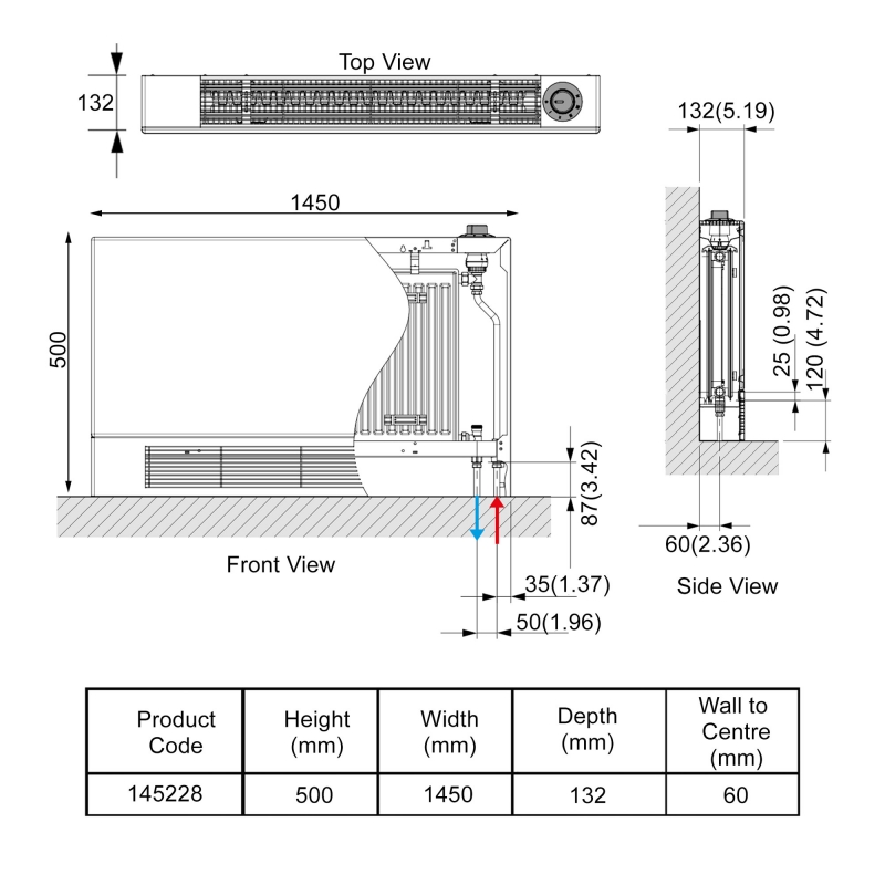 Stelrad LST I Plus K2 Radiator 500mm H x 1450mm W Double Convector
