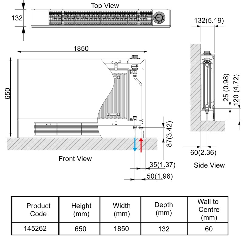 Stelrad LST I Plus P+ Radiator 650mm H x 1850mm W Double Panel