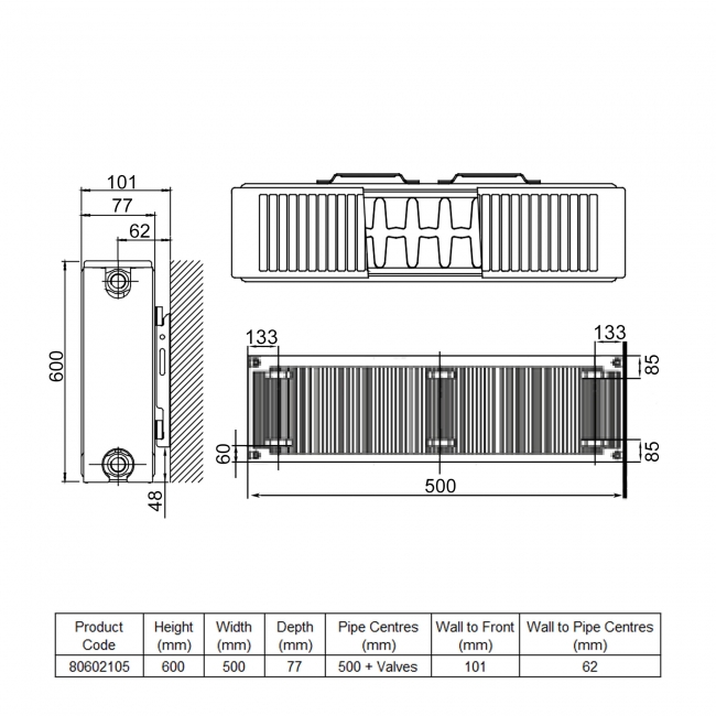 Stelrad Softline Compact Radiator 600mm H x 500mm W Double Panel Plus