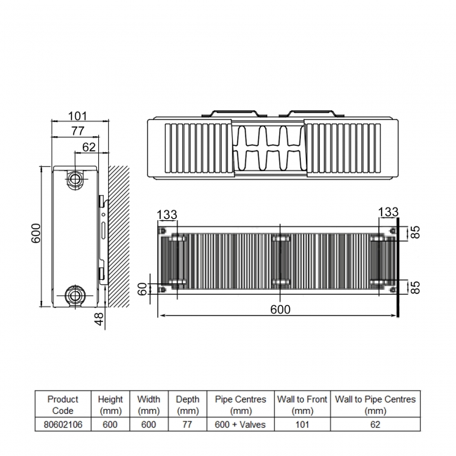Stelrad Softline Compact P+ Radiator 600mm H x 600mm W Double Panel Plus