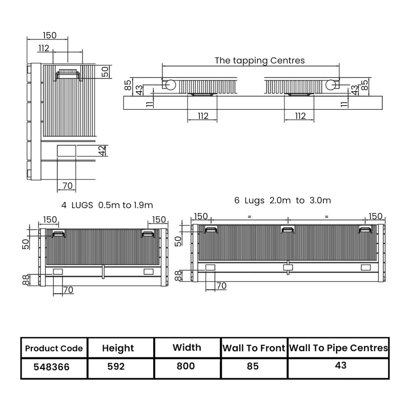 Stelrad Softline Concord Plane Panel Radiator | 453938 | 592mm x 800mm ...
