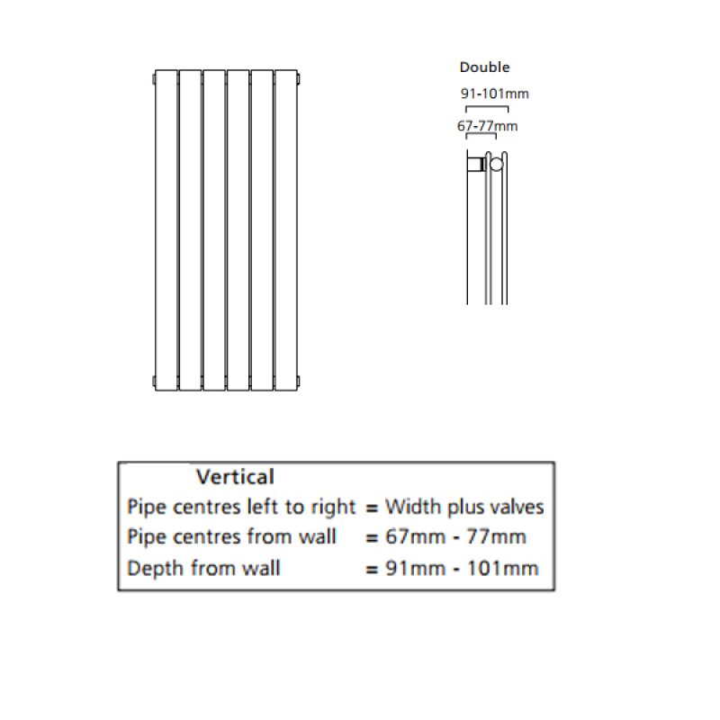 EcoRad Lateral Double Vertical Radiator 1820mm H x 540mm W (7 Sections) - White