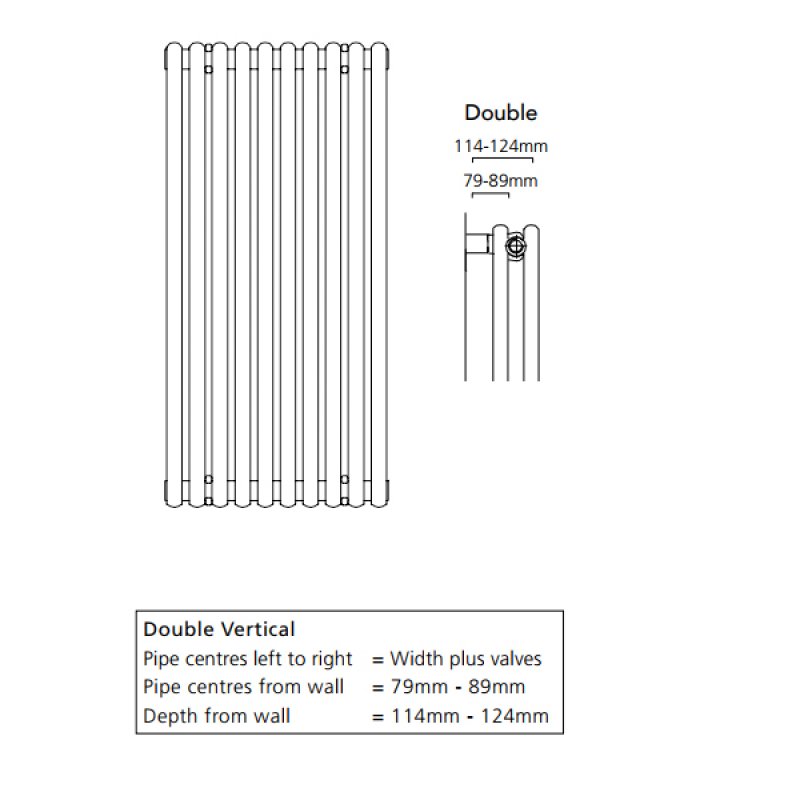 S4H Chaucer Double Vertical Radiator 1820mm H x 504mm W - RAL